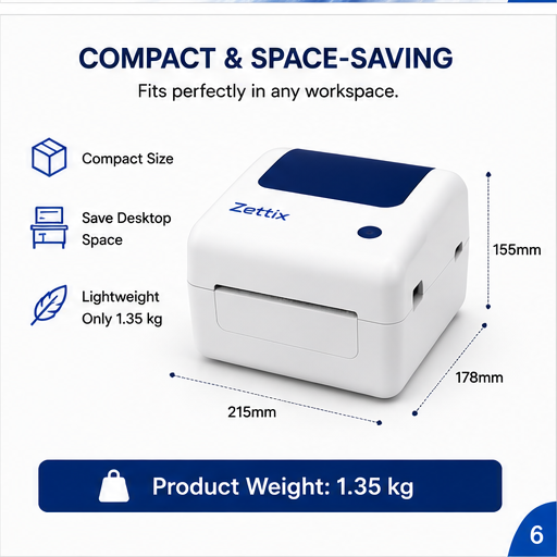 Zettix XP-420B USB + Bluetooth Thermal Label Printer – 4x6 Shipping Label Printer for Shopify, Amazon, Barcode & Courier Labels