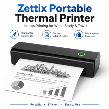 Zettix N80 Bluetooth Thermal Printer 80mm | Wireless Label & Receipt Printer | 90mm/s | Works with Shiprocket | USB-C + BT 5.0 | iOS, Android & Windows | No Ink Ever | 1 Yr Warranty