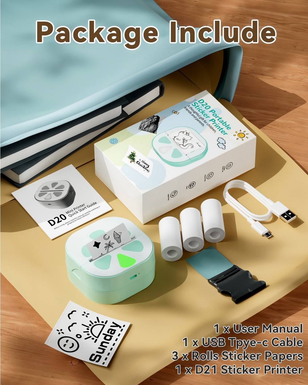 D20 Mini Sticker Printer